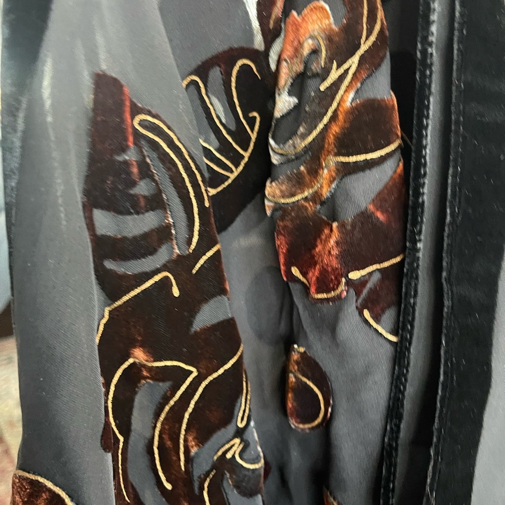 Feliciani Black Orange Rose Burnout Scarf